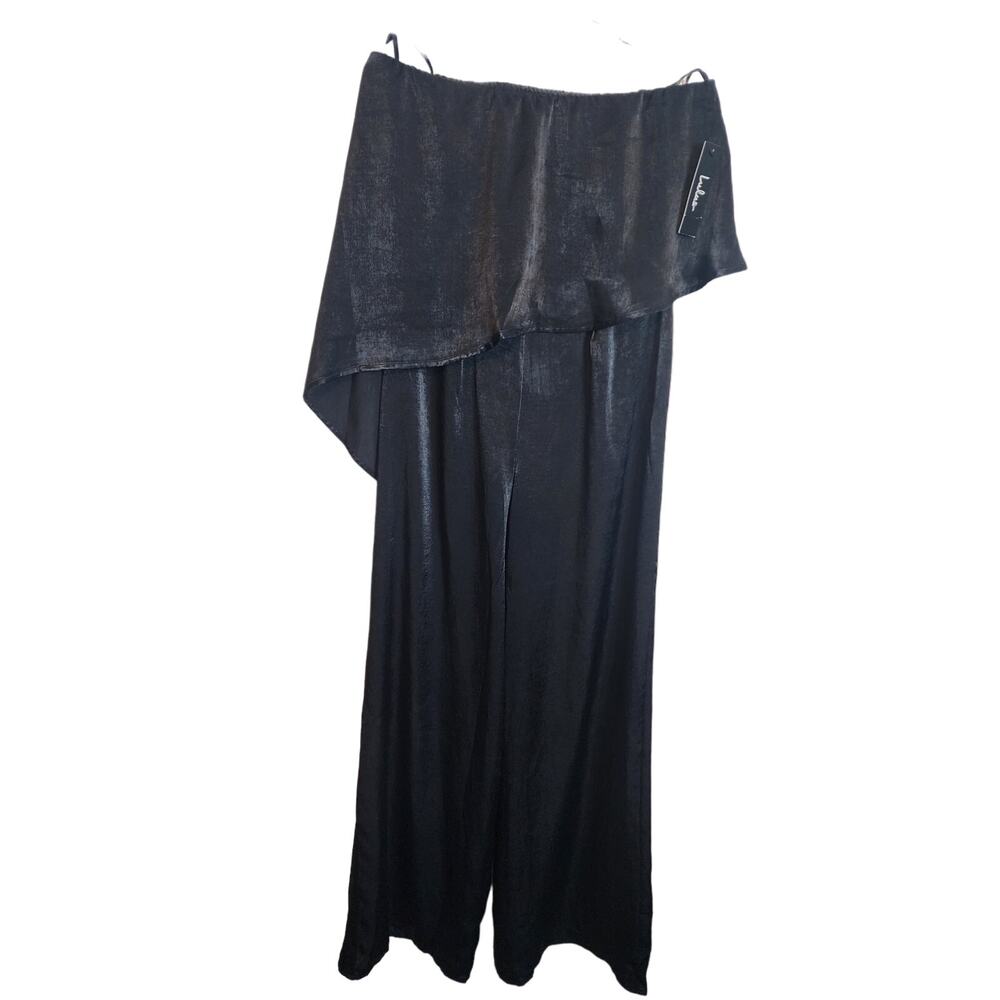 Lulu's Black Off Shoulder Sleeveless Bodice Overlay Jumpsuit, NWT, Medium